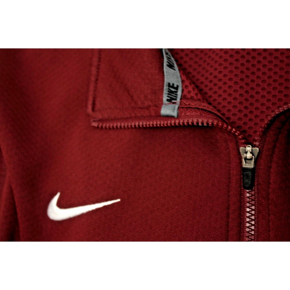 Nike Polo Shirt Mens Sz L Burgundy Long Sleeve Pique Rugby - Picture 3 of 5